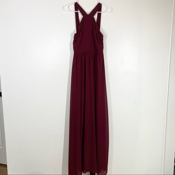 LULU’S Air of Romance Maxi Dress Bridesmaid Wedding Guest Burgundy Red Small - Picture 2 of 9